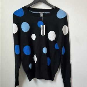 Chelsea & Theodore Black and Blue Crew Neck Sweater